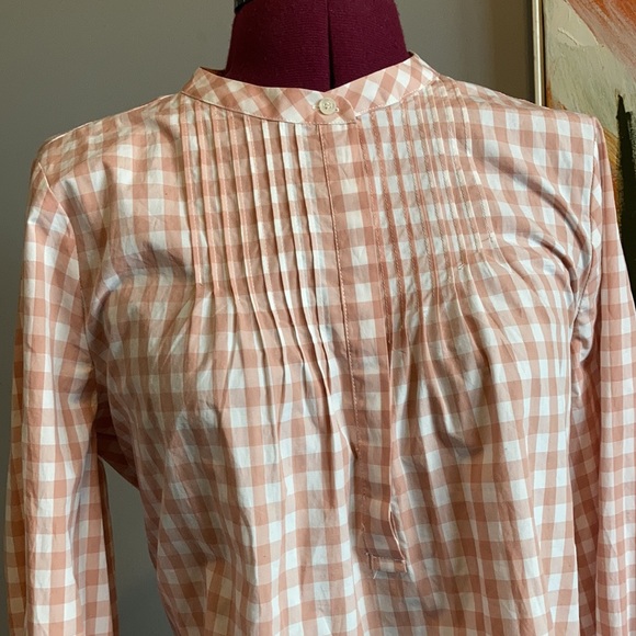 NWT J. Crew Tie Sleeve Pintuck Gingham Top - Picture 5 of 11